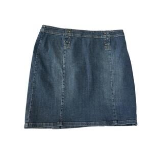 J Jill Denim Skirt Womens 18P Petite Stretch Blue Button Detail